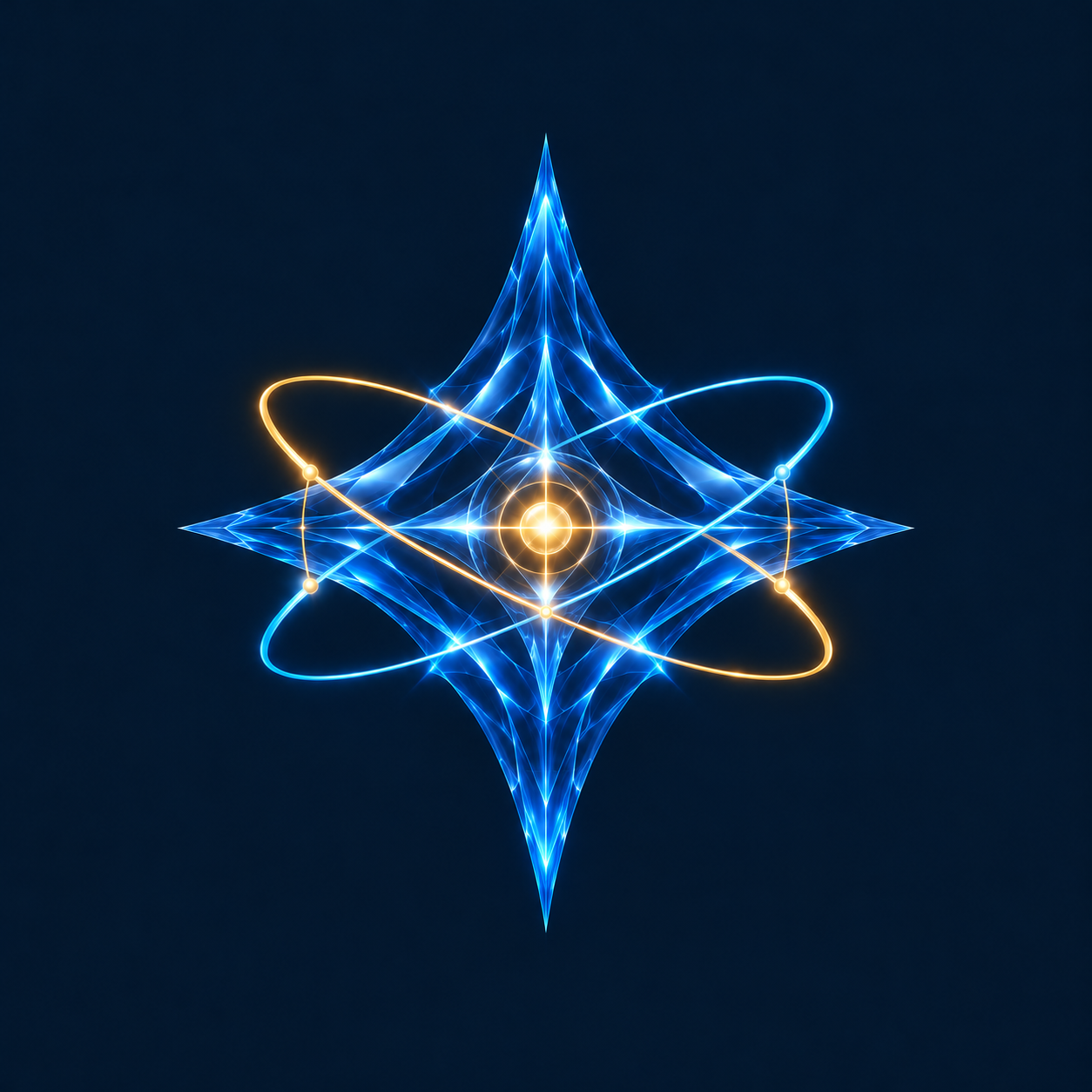 Nexial, artefato azul com órbitas luminosas e núcleo dourado